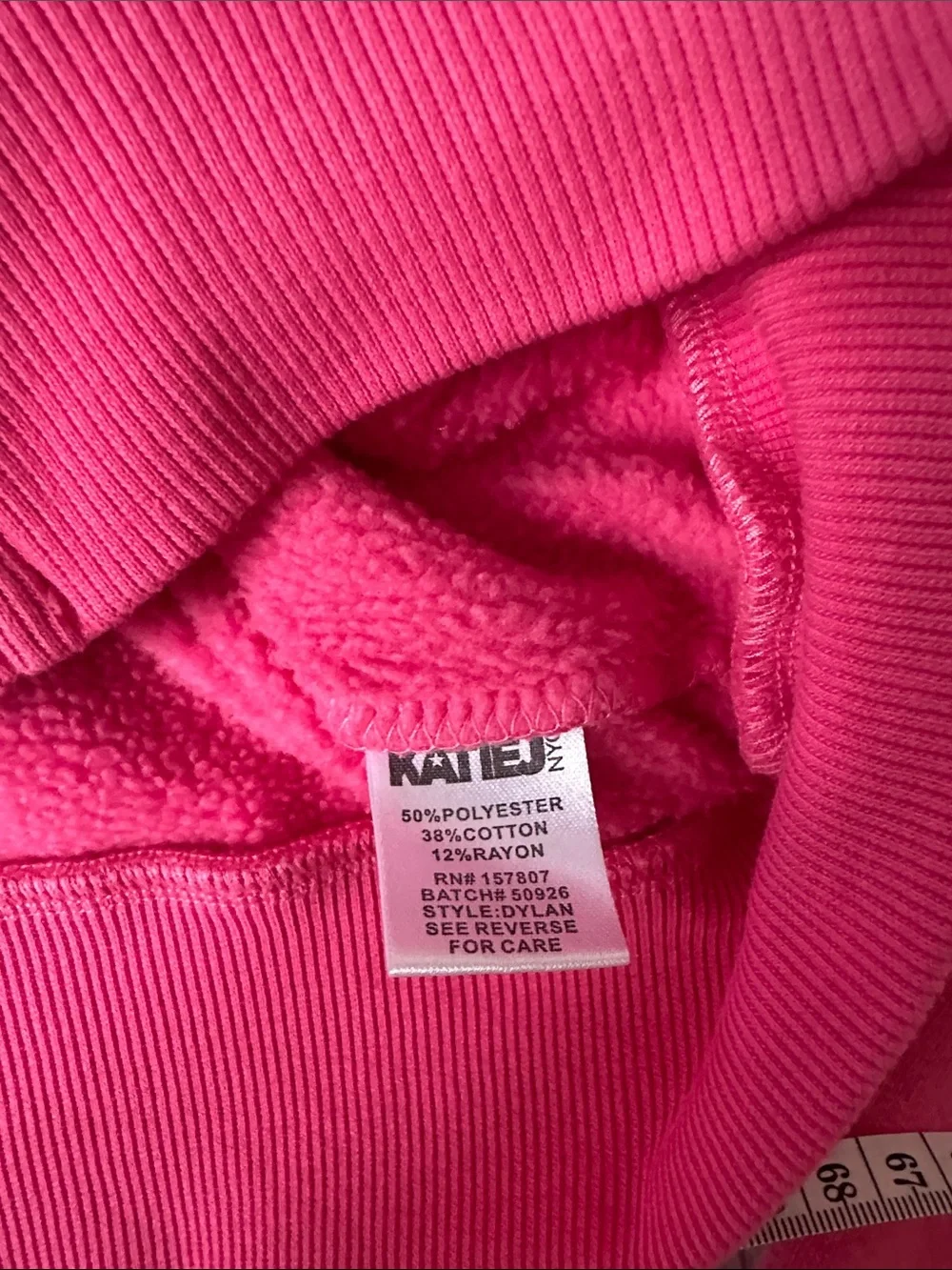 Katie J NYC Cropped Pink Zip Hoodie large